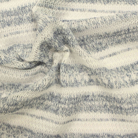 Cream Horizontal-Stripe Chunky Knit, Poly-Viscose, 152 gsm
