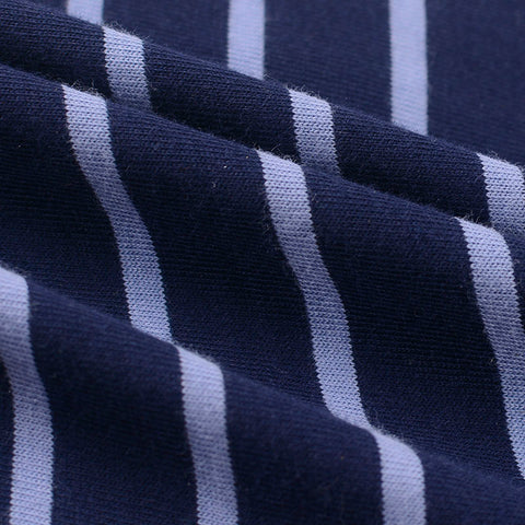 Navy Horizontal-Stripe Jersey Knit, Cotton-Modal, 170 gsm