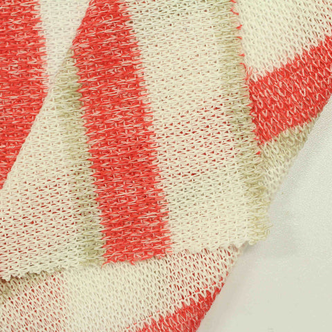White Vertical-Stripe Chunky Knit, Viscose-Poly