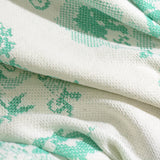 Light Green Floral Interlock Knit, Polyester — photo 3