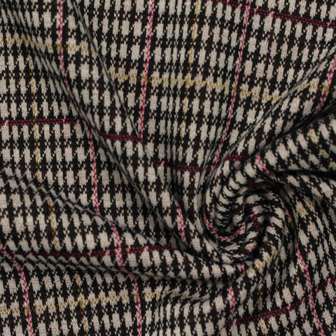 Black Houndstooth Jacquard, Polyester, 260 gsm, 175 cm