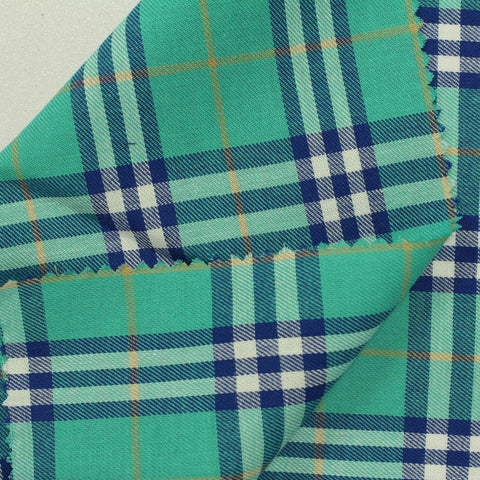 Teal Plaid Twill, Cotton