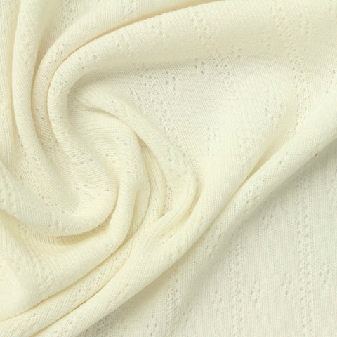 Off-White Vertical-Diamond Pointelle Knit, Poly-Viscose, 235 gsm