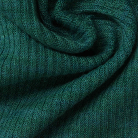 Green Marl Rib Knit, Polyester, 206 gsm