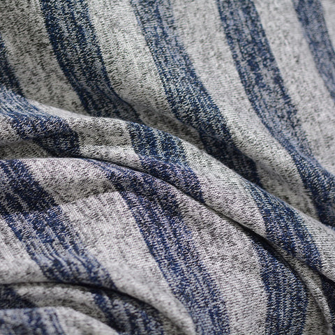 Navy Marled-Stripe Knit, Viscose-Poly