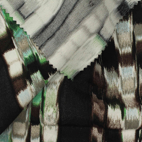 Green Vertical-Band Woven, Viscose