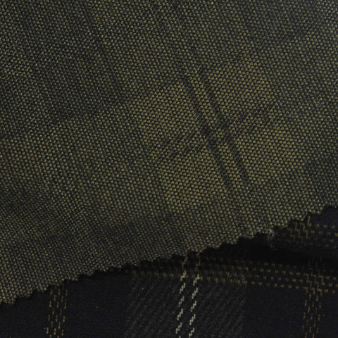 Dark Grey Plaid Interlock Knit, Poly-Viscose, 318 gsm