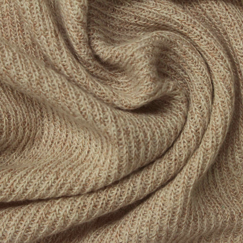 Heathered Beige Marl Rib Knit, Viscose-Poly