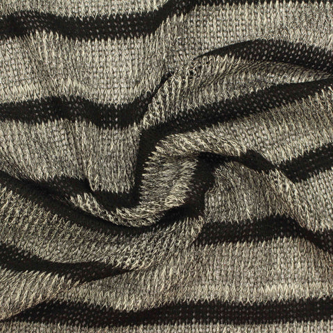 Black Horizontal-Stripe Chunky Knit, Viscose-Poly