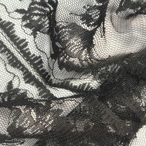 Black Abstract-Floral Lace, Polyester