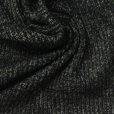 Dark Grey Marl Rib Knit, Cotton-Poly, 200 gsm