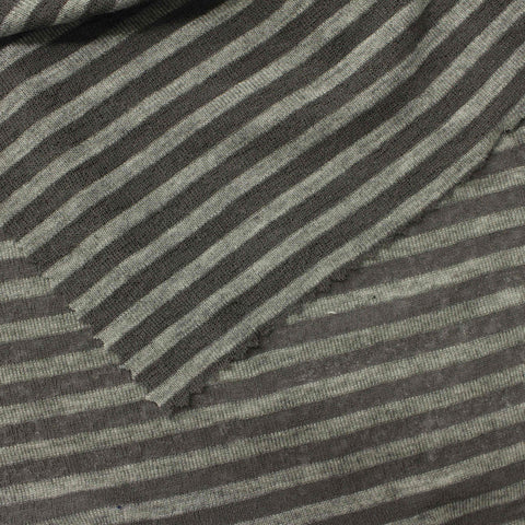 Dark Grey Horizontal-Stripe Knit, Viscose-Poly, 130 gsm, 195 cm