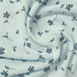 Blue Floral Pointelle Knit, Poly-Cotton — photo 3