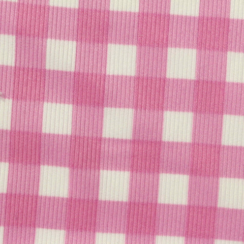 Pink Check Rib Knit, Polyester