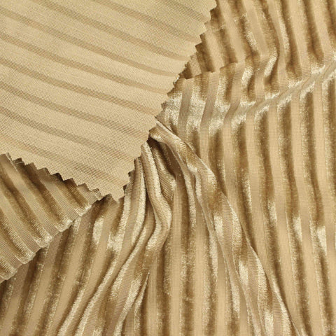 Polyester Stretch Velvet Fabric, 221 gsm — Khaki