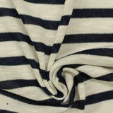 Navy Horizontal-Stripe Jersey Knit, Poly-Viscose — photo 3