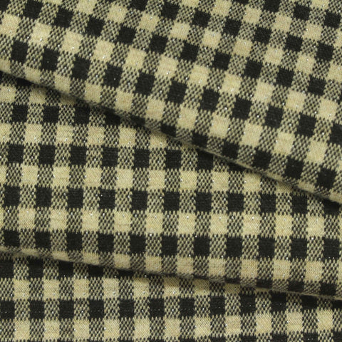Black Check Interlock Knit, Poly-Viscose, 330 gsm