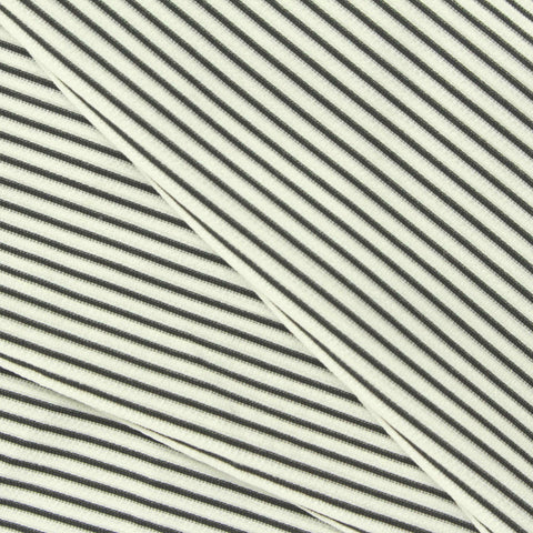 Black Horizontal-Stripe Crepe, Polyester, 254 gsm