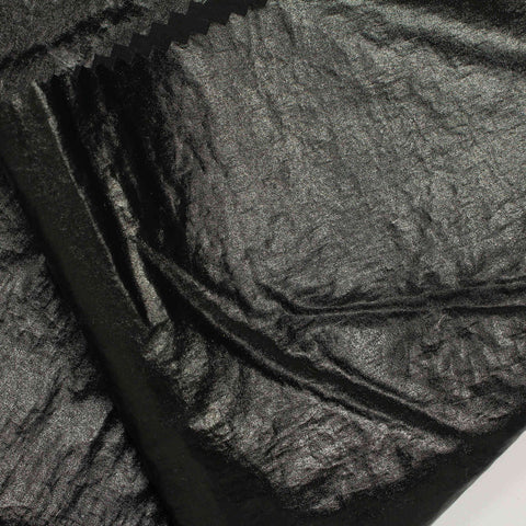 100% Nylon Plissé Fabric, 146 cm — Black, ref EF-203882