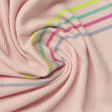 Pink Horizontal-Stripe Rib Knit, Viscose — photo 3