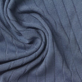 Polyester Viscose Stretch Rib Knit Fabric, 240 gsm — Blue — photo 3