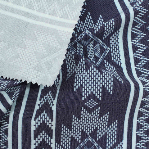 Navy Stripes Bengaline, Viscose-Nylon