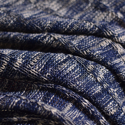 Navy Marl Chunky Knit, Polyester, 280 gsm