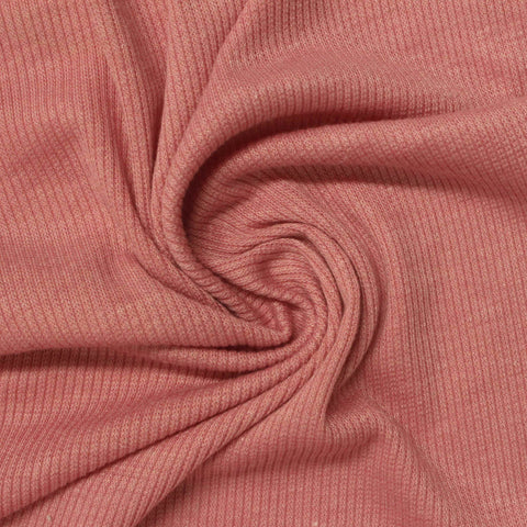 Pink Marl Rib Knit, Poly-Viscose, 210 gsm