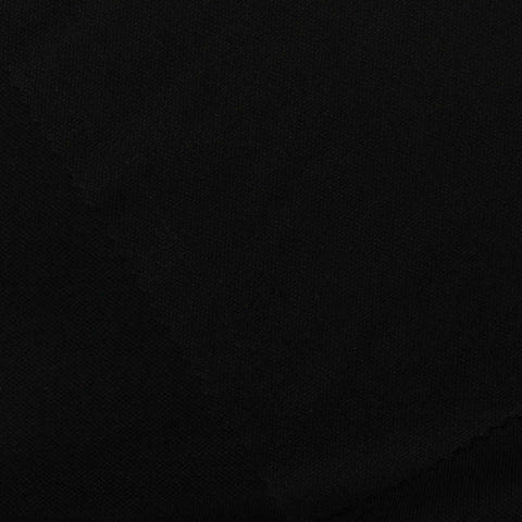 Slub Cotton Polyester Stretch Piqué Knit Fabric, 200 gsm, 185 cm — Black