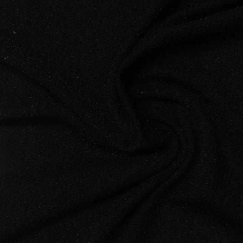 Nylon Metallic Stretch Jersey Knit Fabric, 168 gsm, 150 cm — Black