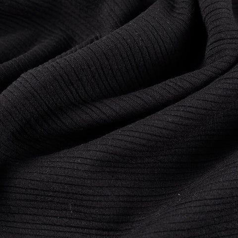 Yarn-Dyed Polyester Stretch Knit Fabric, 340 gsm, 150 cm — Black, ref EF-10751
