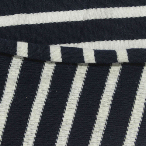 Navy Horizontal-Stripe Jersey Knit, Cotton-Poly, 138 gsm