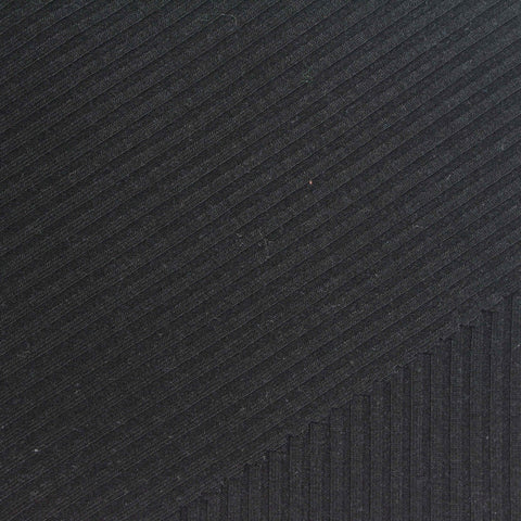 Polyester Viscose Stretch Rib Knit Fabric, 275 gsm — Black