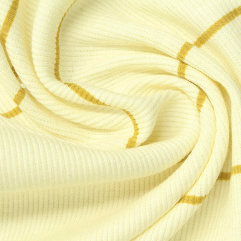 Gold Stripes Rib Knit, Poly-Viscose