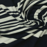 Dark Blue Horizontal-Stripe Jersey Knit, Viscose — photo 3