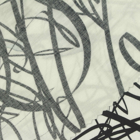 Black Abstract-Line Poplin, Viscose