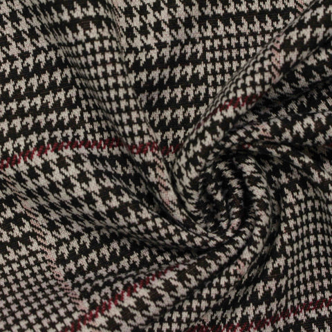 Black Houndstooth Knit, Poly-Viscose, 260 gsm