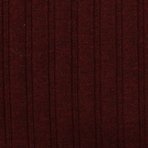 Dark Red Marl Rib Knit, Viscose, 325 gsm