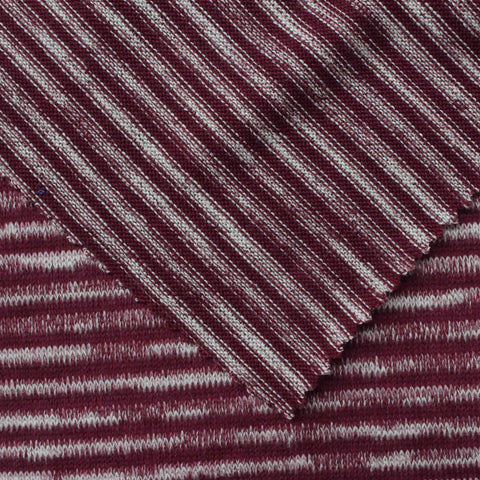 Burgundy Horizontal-Stripe Jersey Knit, Poly-Viscose