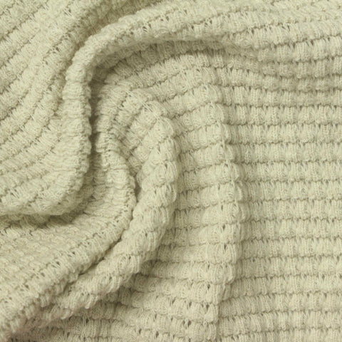 Jacquard Cotton Polyester Stretch Chunky Knit Fabric, 300 gsm, 150 cm — Beige