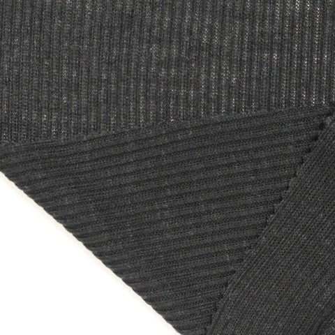 Dark Grey Marl Rib Knit, Poly-Viscose, 162 gsm