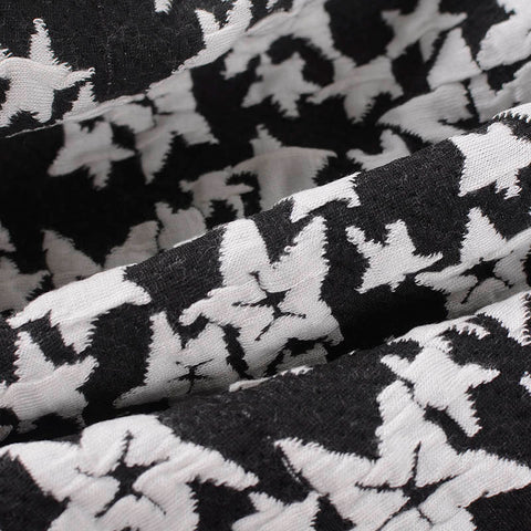 White Irregular-Star Interlock Knit, Poly-Viscose