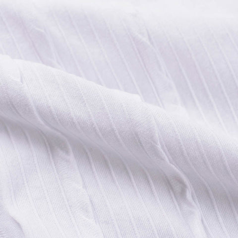 Jacquard Cotton Stretch Knit Fabric, 160 gsm, 135 cm — White