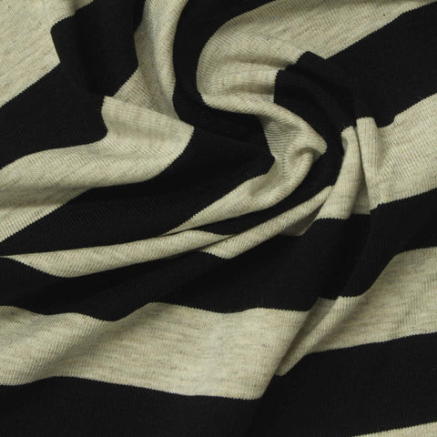 Black Diagonal-Stripe Jersey Knit, Viscose, 240 gsm