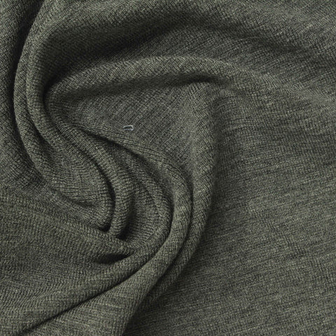 Dark Green Marl Rib Knit, Viscose-Acrylic