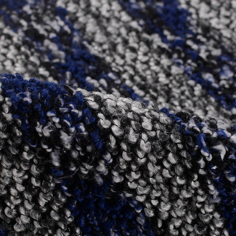 Blue Horizontal-Stripe Chunky Knit, Polyester, 484 gsm