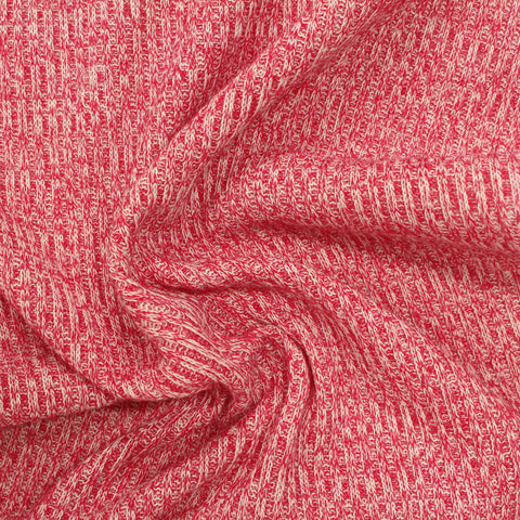 Red Marl Rib Knit, Poly-Viscose, 225 gsm