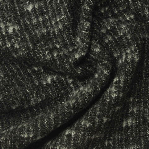 Slub Polyester Viscose Stretch Rib Knit Fabric, 300 gsm, 160 cm — Black