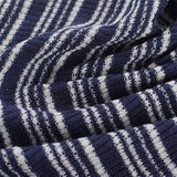 Navy Horizontal-Stripe Rib Knit, Poly-Cotton — photo 3