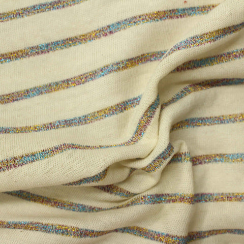 White Glitter-Stripe Jersey Knit, Cotton